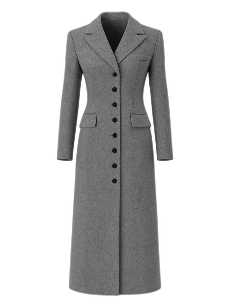 1930s Solid Lapel Button Wool Coat