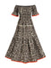 1970s Off-Shoulder Flare Sleeve Leopard Dress