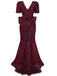 [Pre-Sale] Wine Red 1930s Sequin Bow Maxi Mermaid Dress