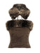 2PCS Brown 1980s Deer Faux Fur-Trimmed Crop Top & Skirt