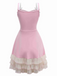 1950s Layered Hem Contrast Bow Strap Dress