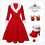 Red & White 1950s Christmas Lapel Dress