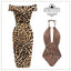 1960s Off-shoulder Leopard Pencil Dress