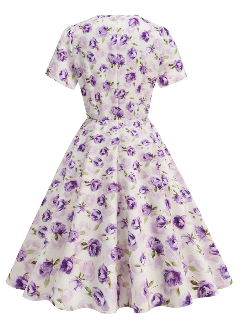 1950s Vintage Floral Swing Dress