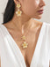 Floral Double Clavicle Necklace & Earrings Set