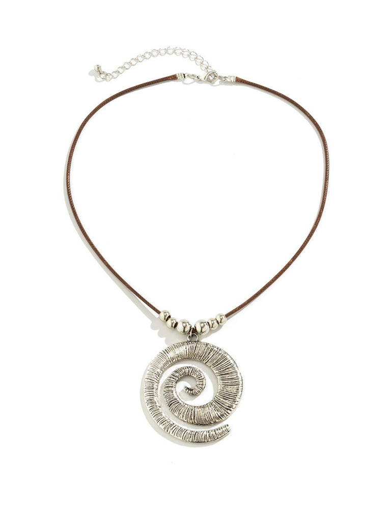 Conch Starfish Pendant Leather Cord Necklace