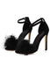 Feather Suede Strap High Heels