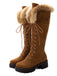 Retro Furry Chunky Heel Snow Boots