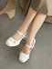 Square Toe PU Leather Pearl Chunky Heels