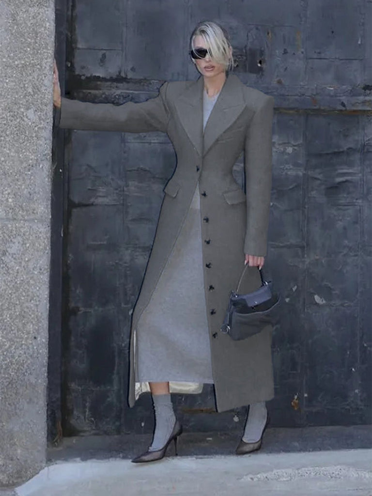 1930s Solid Lapel Button Wool Coat