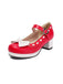 Chunky Heel Two Tone Bow Marry Jane Shoes