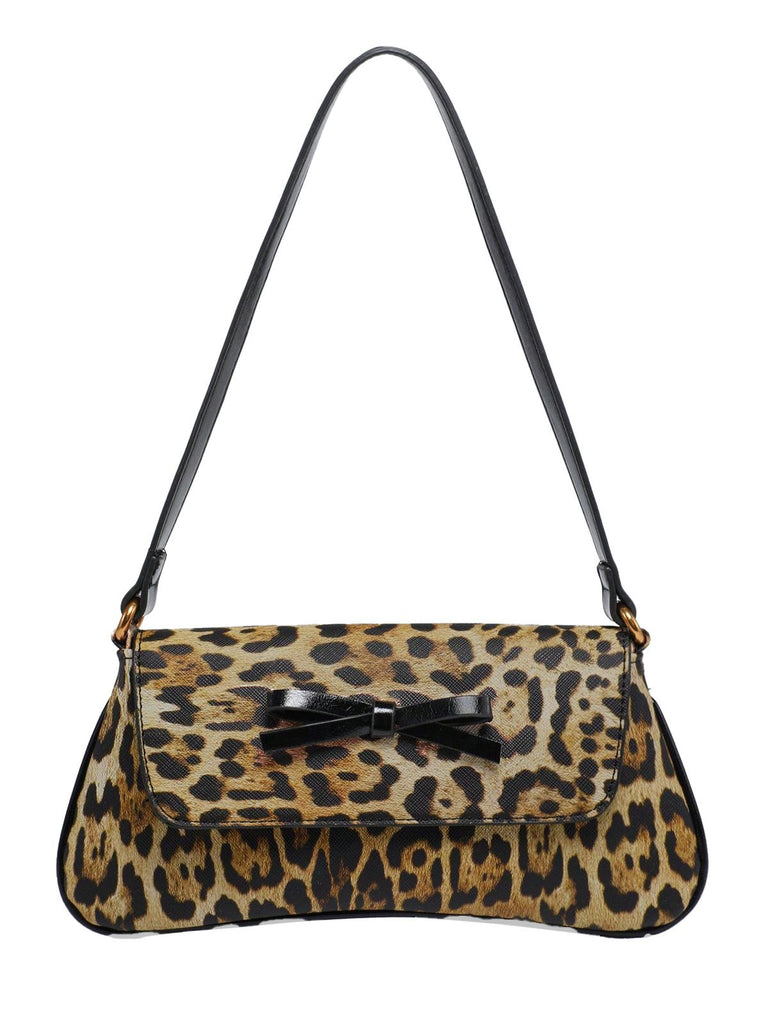 Vintage Leopard Print Single Shoulder Underarm Baguette Bag