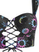 Black 1980s Strap Neon Nebula Print Gothic Bikini