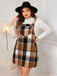 [Plus Size] 1940s Plaid Button-Strap Pinafore Dress
