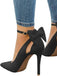 Suede Bow Ankle Strap Pointed Toe High Heel Shoes
