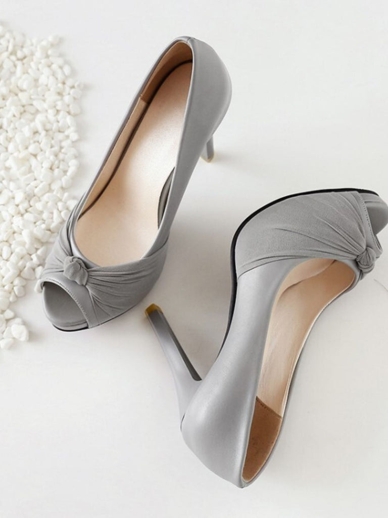 Peep Toe Knot Stiletto High Heels