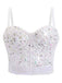 1970s Rhinestone Pearl Spaghetti Strap Corset Top