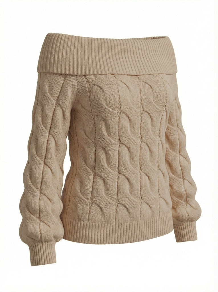 2000s Y2K Solid Off-Shoulder Sweater