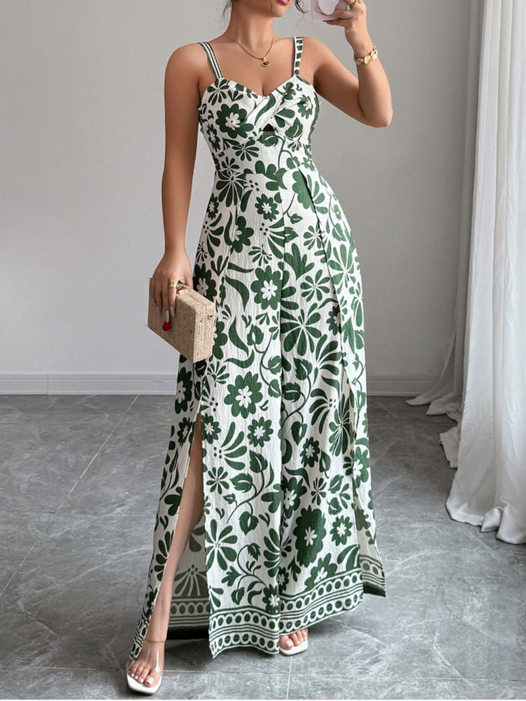 1970s Floral Boho Style Suspender Jumpsuit