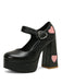 Vintage Heart Cut-Outs & Buckle Mary Jane High Heel Shoes