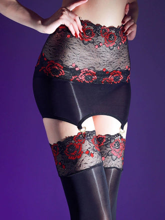 Halloween Lace Splice Bodycon Suspender Stockings