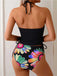 1960s Halter Neon Daisy Lace-Up Tankini Set
