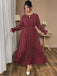 [Plus Size] Wine Red 1940s Polka Dot Midi Dress