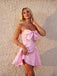 Pink 1950s Floral Lace Strapless Bow Dress