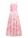 1930s Bow Organza Floral Spaghetti Straps Dress