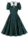 Green 1950s Striped Peter Pan Collar Swing Dress