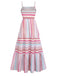 Pink 1940s Rainbow Striped Tube Dress