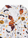White 1950s Halloween Print Notched Collar Pajama Set
