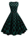 Green 1950s Plaid Belted Swing Dress