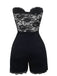 Black 1960s Floral Lace Bandeau Romper