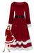 1940s Christmas Santa Faux Fur Trim Velvet Dress
