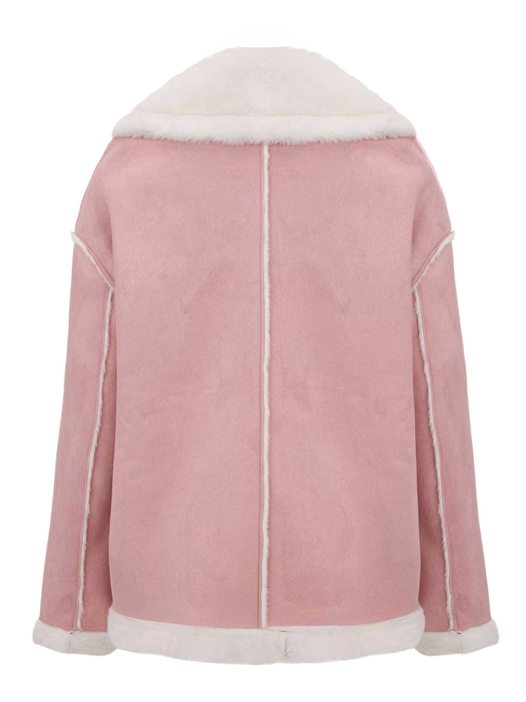 1940s Lapel Plush Buckle Pocketed Jacket