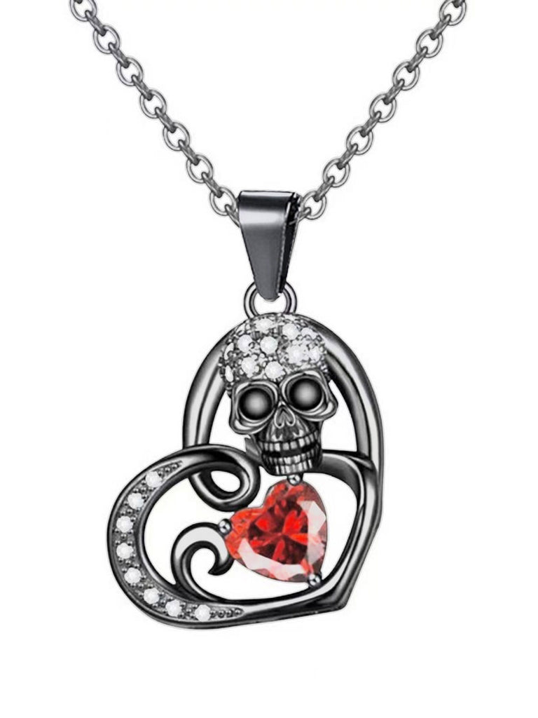 Halloween Skull Heart Pendant Necklace