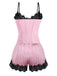 Pink 1930s Strap Strips Lace Pajama Set