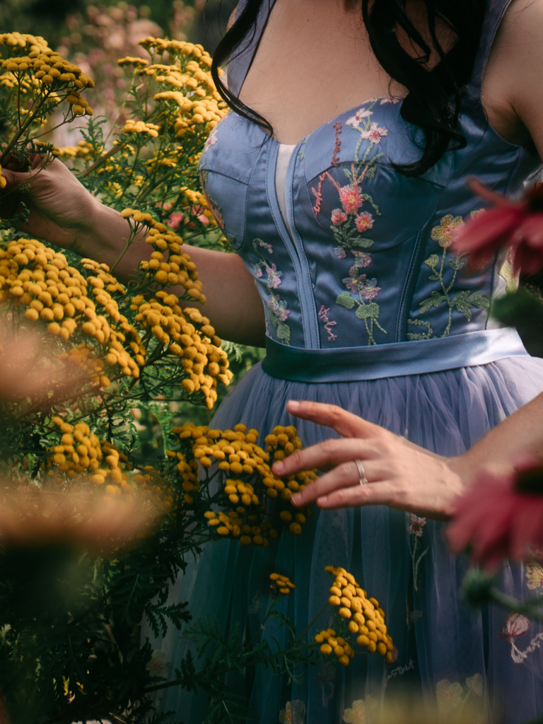 1970s Embroidered Floral Lace Mini Dress