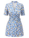 1960s Floral Print Lapel Belted Romper