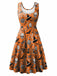 1950s Halloween Sleeveless Pumpkin Skull Dress