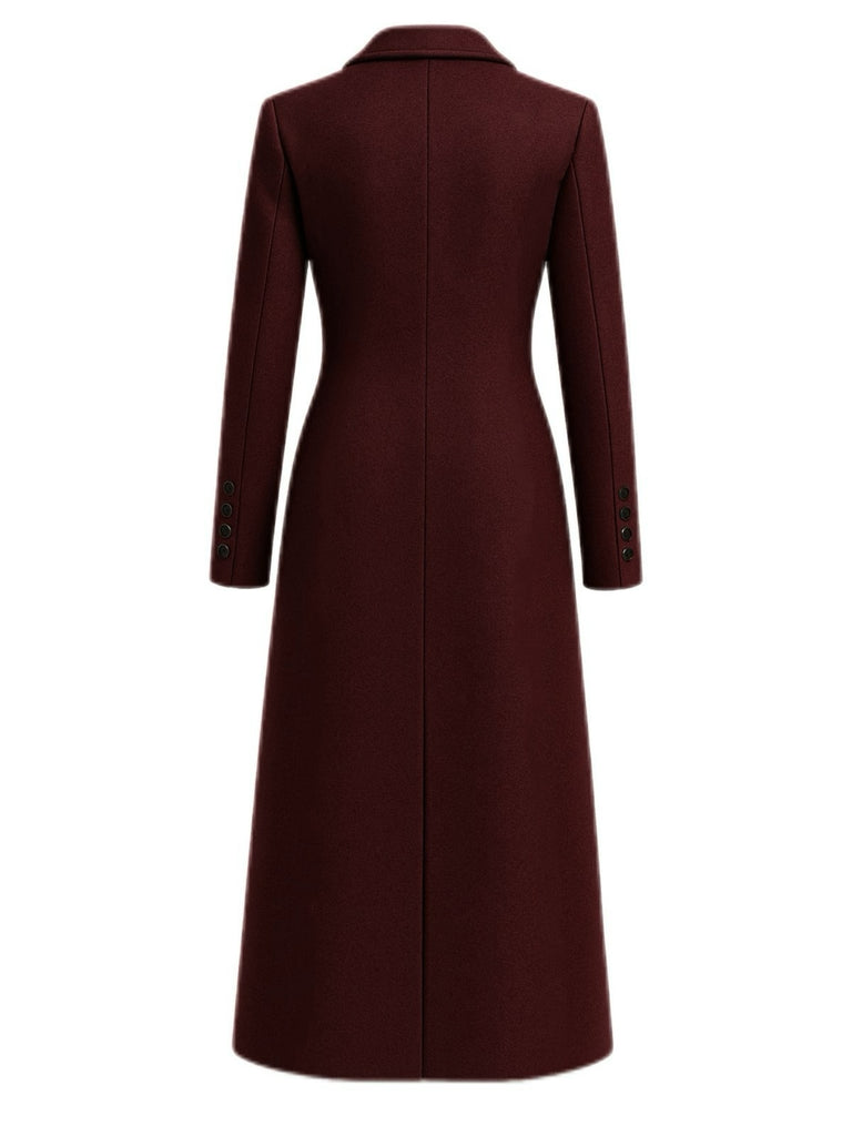 1930s Solid Lapel Button Wool Coat