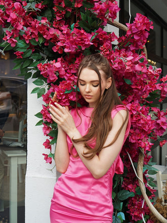 Rose Red 1960s Satin Solid Pencil Dress