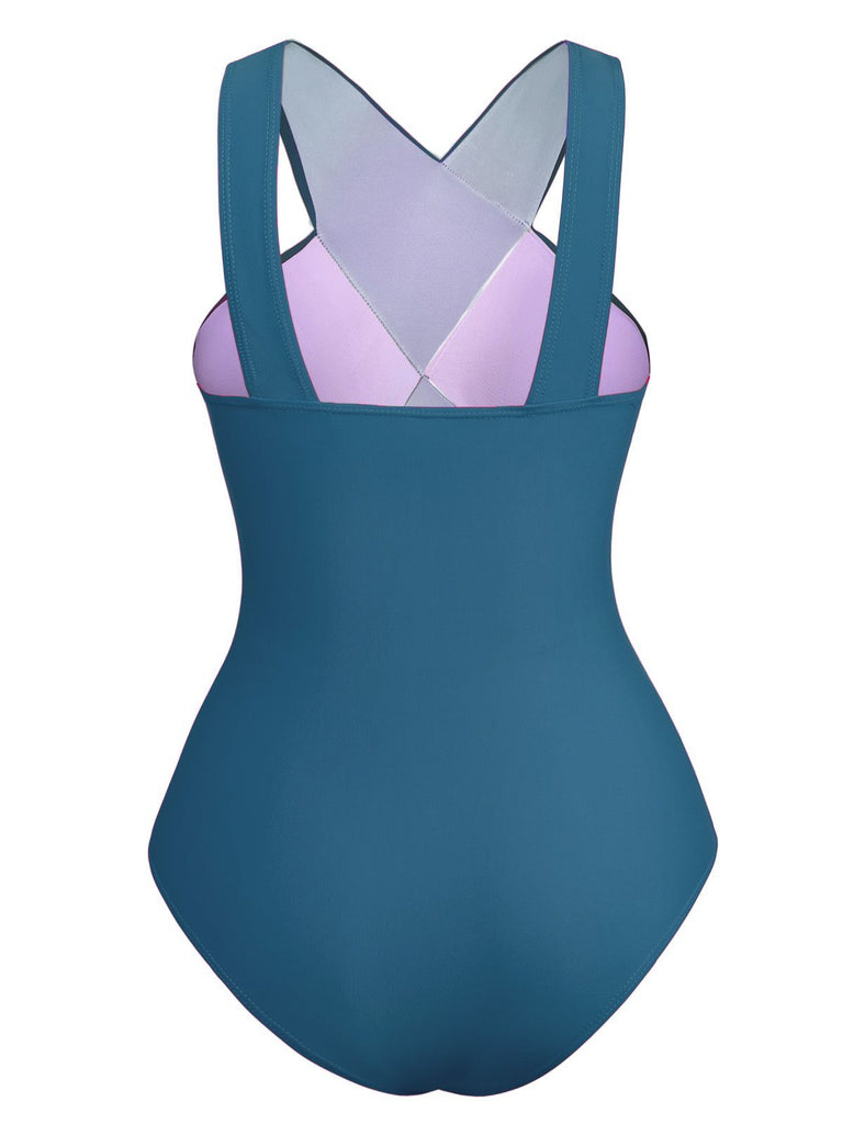 1940s Solid Knot Wrapped One-Piece Swimsuit