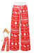 Red 1930s Christmas Tree Reindeer Pants