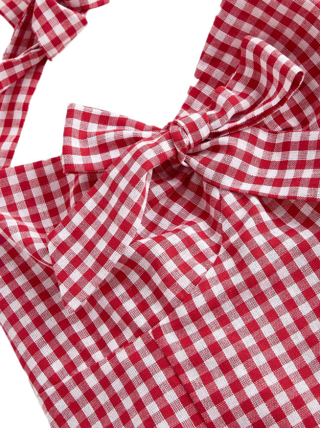 1950s Halter Gingham Plaids Bow Romper