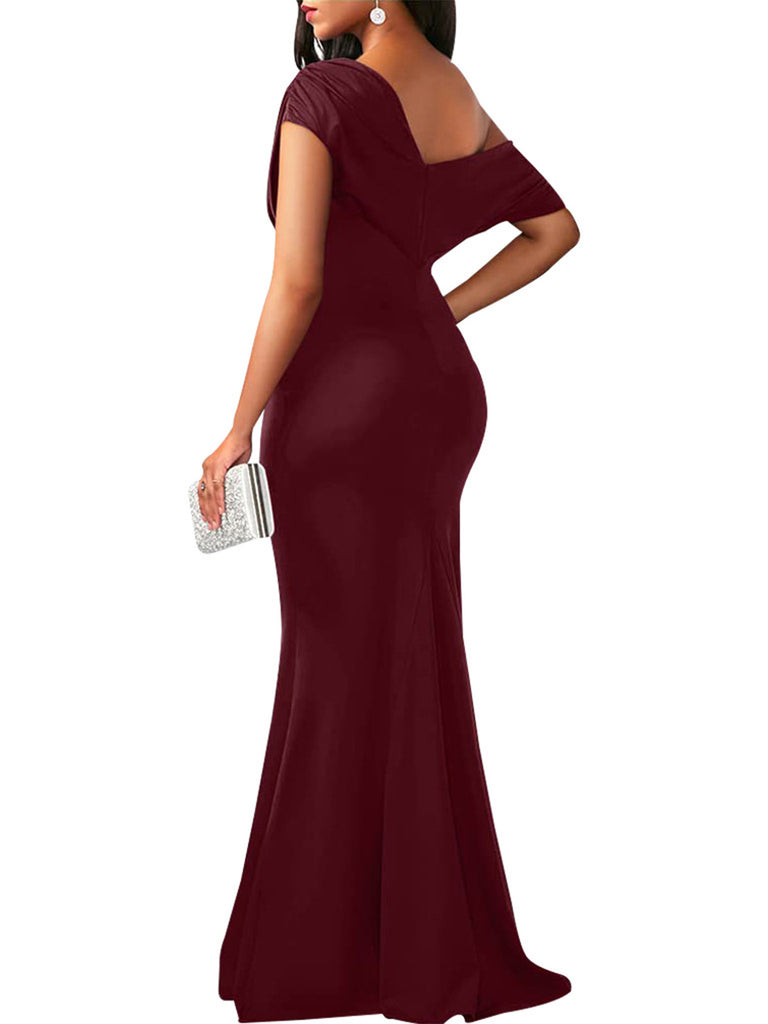 1930s Off-Shoulder Bodycon Maxi Dress