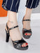 Glitter PU Leather High Heel Sandals