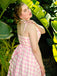 Pink 1950s Spaghetti Strap Plaid Swing Dress