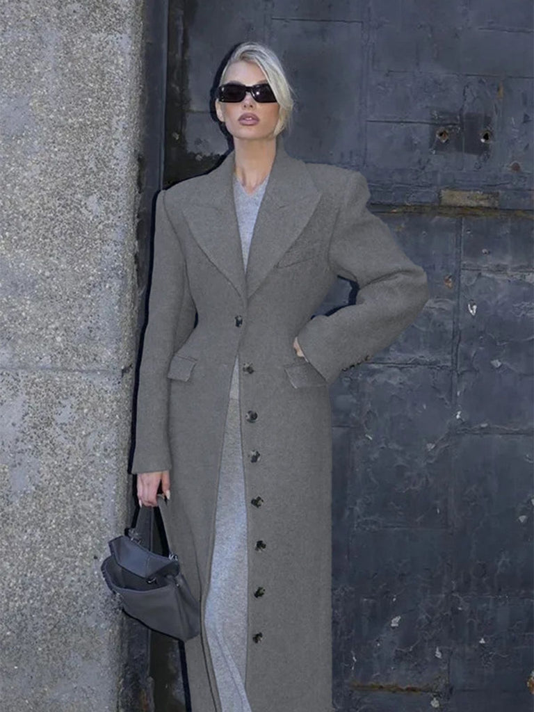 1930s Solid Lapel Button Wool Coat